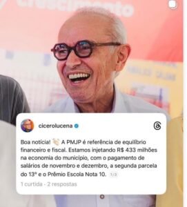 PMJP anuncia R$ 433 milhões em pagamentos de salários de novembro, dezembro, 13º e Escola Nota 10