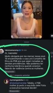 Deputada Tabata Amaral vai acionar Conselho de Ética do PSB para pedir expulsão de Fábio Tyrone após condenação por violência à ex-namorada