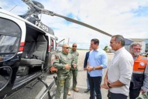 Governador Lucas Ribeiro e ministro Waldez Góes sobrevoam área afetada pelas chuvas e alinham ações com prefeitos