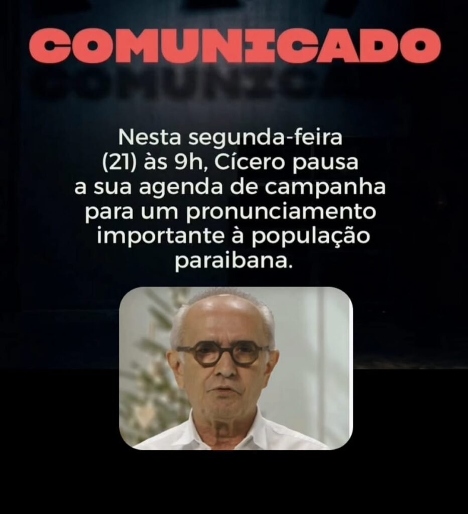 EXPECTATIVA: Cícero Lucena pausa campanha e fará pronunciamento às 9h desta segunda-feira